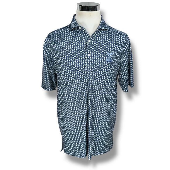 Turtleson Polo Shirt Men Large Blue Margarita Cocktail AOP Blackwolf Run Stretch - Picture 1 of 11